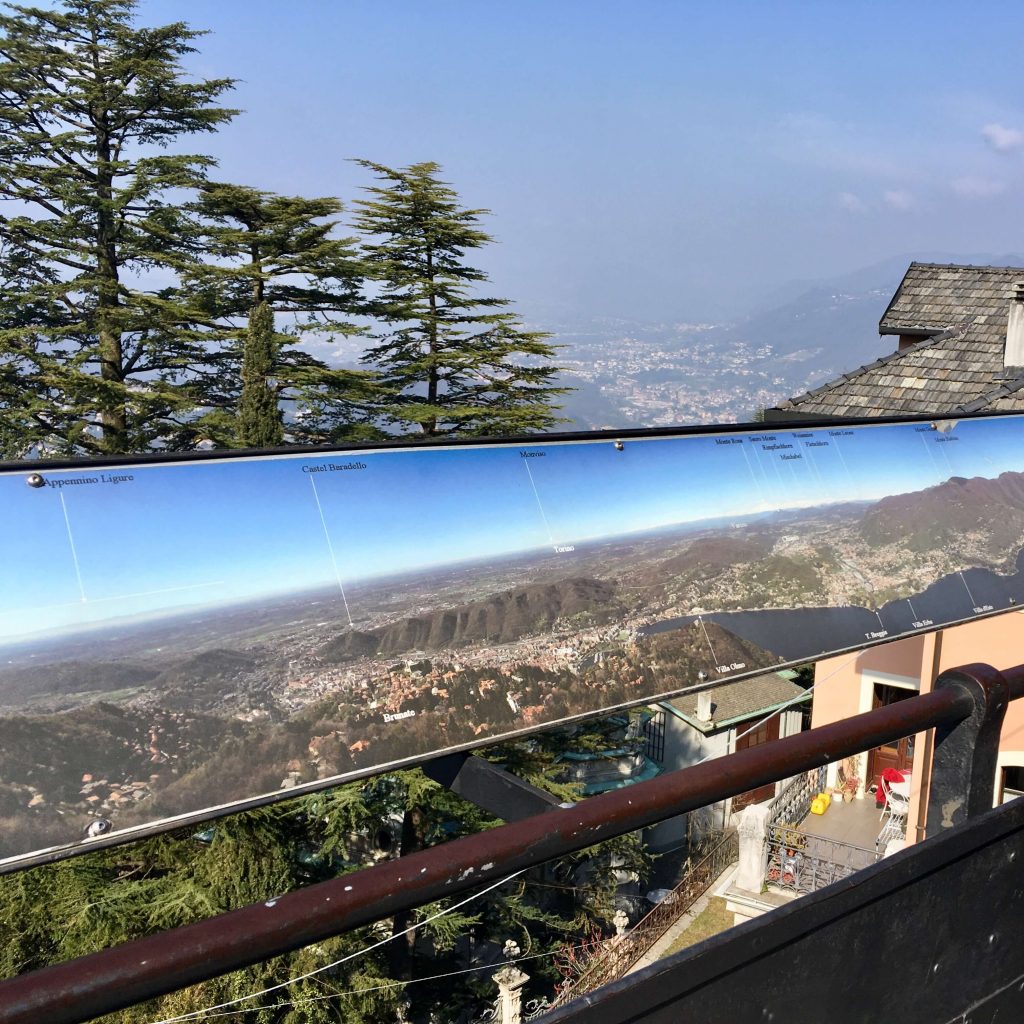 Mapa de vistas desde el mirador de Brunate